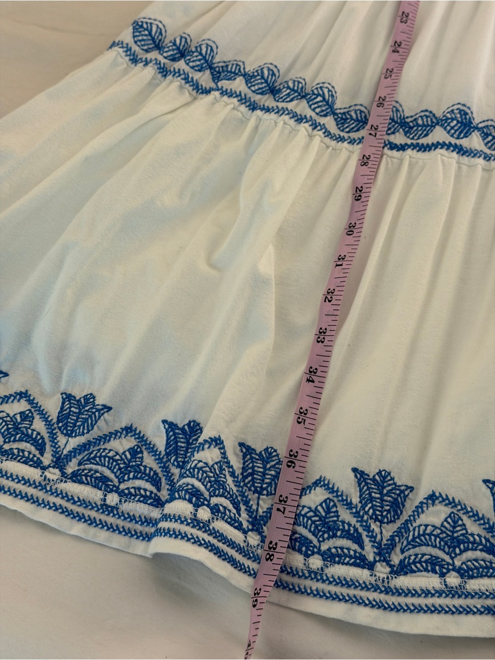 Johnny Was White Midi Dress with Blue Embroidery & Pink Floral - Picture 11 of 12